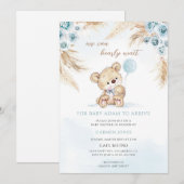 Teddy Bear Gras Baby Shower Kaart (Voorkant / Achterkant)