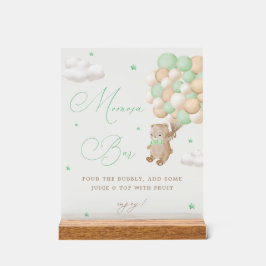 Teddy Bear Green Baby shower Mimosa Bar Acryl Bord