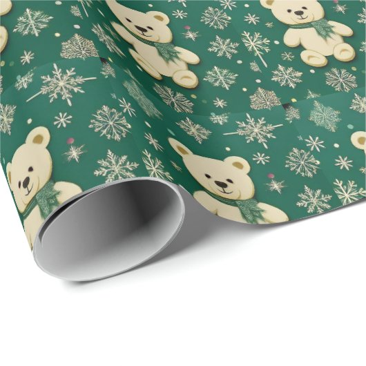Teddy Bear Green Cadeaupapier (Rol Hoek)