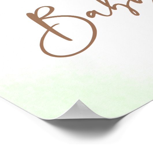 Teddy Bear Green Floral Baby shower Welkomstteken Poster (Hoek)