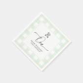 Teddy Bear Green Gingham 1st Birthday Napkins Servet (Hoek)