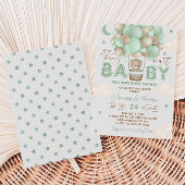 Teddy Bear Green Hete Luchtballon Baby shower Kaart