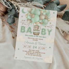 Teddy Bear Green Hete Luchtballon Baby shower Kaart