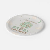 Teddy Bear Green Hete Luchtballon Baby shower Papieren Bordje (Gekanteld)