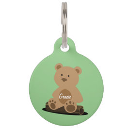 Teddy Bear Green Persoonlijke ID-tag Huisdierpenning