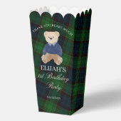Teddy bear green plaid birthday party favor custom bedankdoosjes (Achterkant)