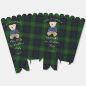 Teddy bear green plaid birthday party favor custom bedankdoosjes (Ongevouwen)
