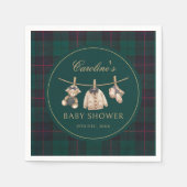 Teddy Bear Green Tartan Baby Shower Napkins Servet (Voorkant)