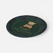 Teddy Bear Green Tartan Baby Shower Paper Plates Papieren Bordje (Gekanteld)