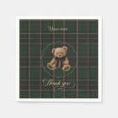 Teddy Bear Green Tartan Baby Shower  Servet (Voorkant)