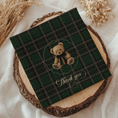 Teddy Bear Green Tartan Baby Shower Servet
