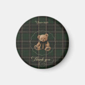 Teddy Bear Green Tartan Magneet (Voorkant)