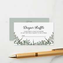 Teddy Bear Greenery Diaper Raffle Enclosure Kaart