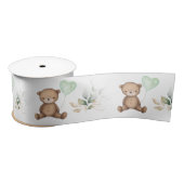Teddy Bear Greenery Gold Baby Birthday Satijnen Lint (Spoel)