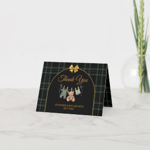 Teddy Bear Groen Tartan Bedankkaart