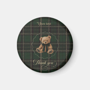 Teddy Bear Groen Tartan Magneet