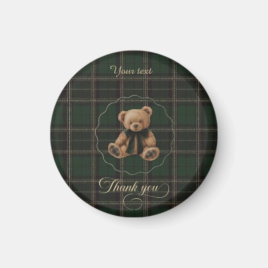 Teddy Bear Groen Tartan Magneet (Voorkant)