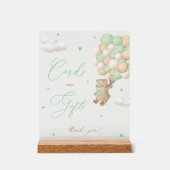 Teddy Bear Groene Baby shower Kaarten & geschenken Acryl Bord (Voorkant)