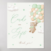 Teddy Bear Groene Baby shower Kaarten & geschenken Poster (Voorkant)