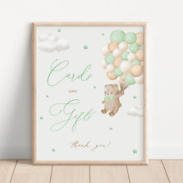 Teddy Bear Groene Baby shower Kaarten & geschenken Poster
