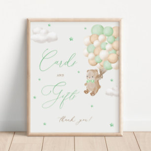 Teddy Bear Groene Baby shower Kaarten & geschenken Poster