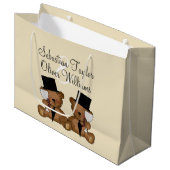 Teddy Bear Grooms Wedding Gepersonaliseerd (V2) Groot Cadeauzakje (Voorkant Gekanteld)