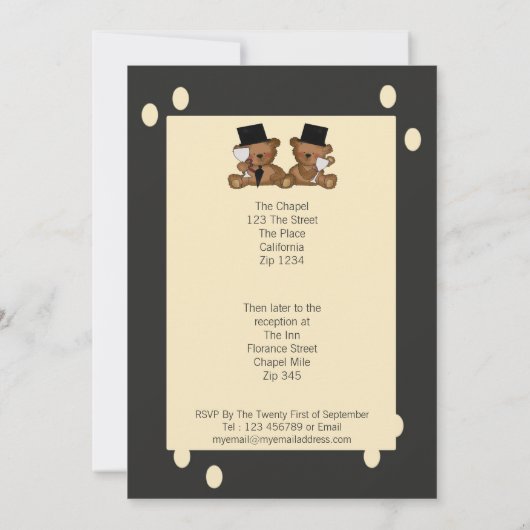 Teddy Bear Grooms Wedding Kaart (Achterkant)