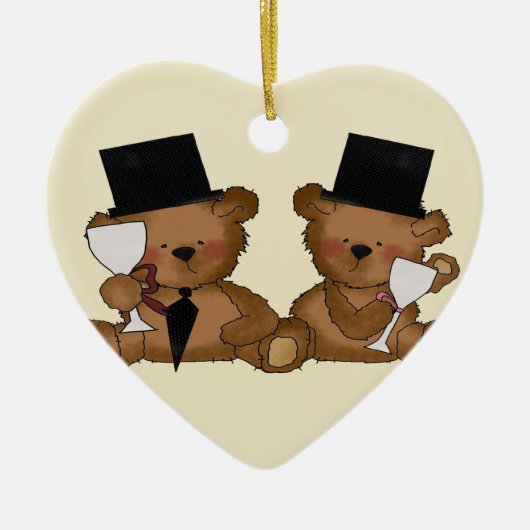 Teddy Bear Grooms Wedding Keramisch Ornament (Voorkant)