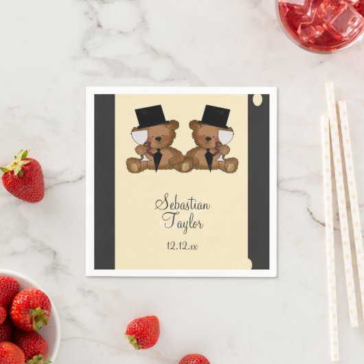 Teddy Bear Grooms Wedding Servetten (Insitu)