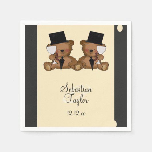Teddy Bear Grooms Wedding Servetten (Voorkant)
