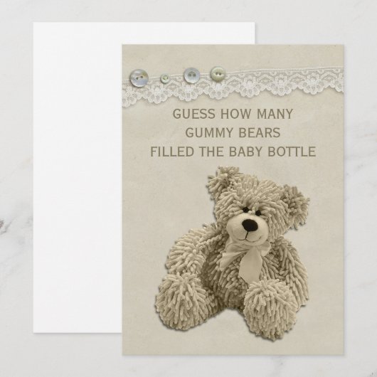 Teddy Bear Guessing Game Sign Kaart (Voorkant / Achterkant)