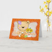 Teddy Bear Hallo Autumn Kaart (Gele Bloem)
