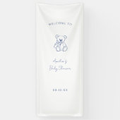 Teddy Bear hand drawn Boy baby shower Spandoek (Verticaal)