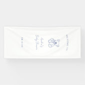 Teddy Bear hand drawn Boy baby shower Spandoek (Horizontaal)