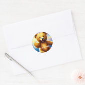 Teddy Bear Happy Birthday Classic Round Sticker (Envelop)