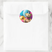 Teddy Bear Happy Birthday Classic Round Sticker (Tas)