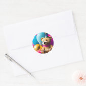 Teddy Bear Happy Birthday Classic Round Sticker (Envelop)