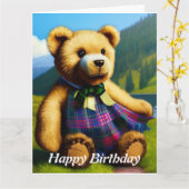 Teddy Bear Happy Birthday Kaart (Gele Bloem)