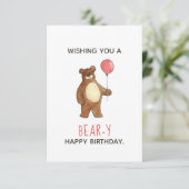 Teddy Bear Happy Birthday Red Balloon Kaart (Staand voorkant)