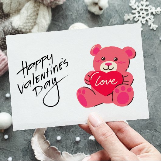 Teddy Bear Happy Valentijnsdag Kaart
