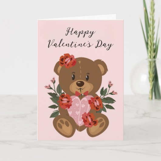 Teddy Bear Happy Valentijnsdag Vakantie Kaart (Voorkant)
