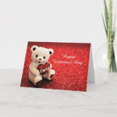 Teddy Bear Happy Valentine's Day Card Kaart (Voorkant)