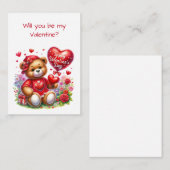 Teddy Bear Happy Valentine's Day Flat Kaart Notitiekaartje (Voorkant / Achterkant)