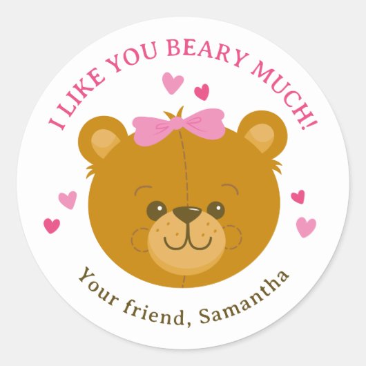 Teddy Bear Happy Valentine's Day Sticker for Girls (Voorkant)