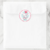 Teddy Bear Heart-ballonnen Persoonlijke Valentijn Ronde Sticker (Tas)