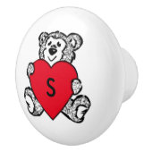 Teddy Bear Heart Initiaal Keramische Knop (Rechts)