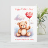 Teddy Bear Heart Mothers Day Feestdagenkaart (Staand voorkant)