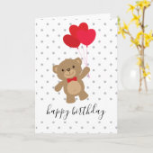 Teddy Bear Hearts Balloon gepersonaliseerde aangep Kaart (Gele Bloem)