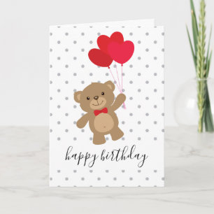 Teddy Bear Hearts Balloon gepersonaliseerde aangep Kaart