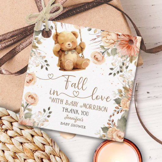 Teddy Bear Herfst Baby shower Herfst in Liefde Bedankjes Labels